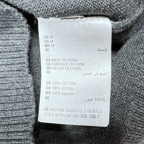 Club Room Sweater Mens Medium Charcoal Heather Button Mock Neck and Ribbed Cuffs - Picture 9 of 10